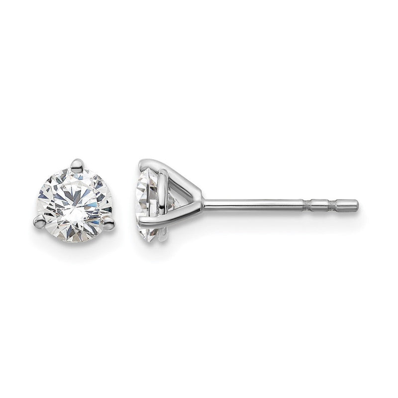 14K Weißgold 3/4 ct Im Labor Gezüchtet Diamant Vs+ F+ Rund 3 Krappen Schwer Gewicht. Ohrstecker