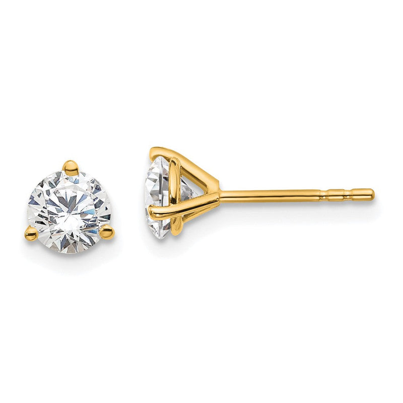14K Gelbgold 1 ct Im Labor Gezüchtet Diamant Vs+ F+ Rund 3 Krappen Schwer Gewicht. Ohrstecker