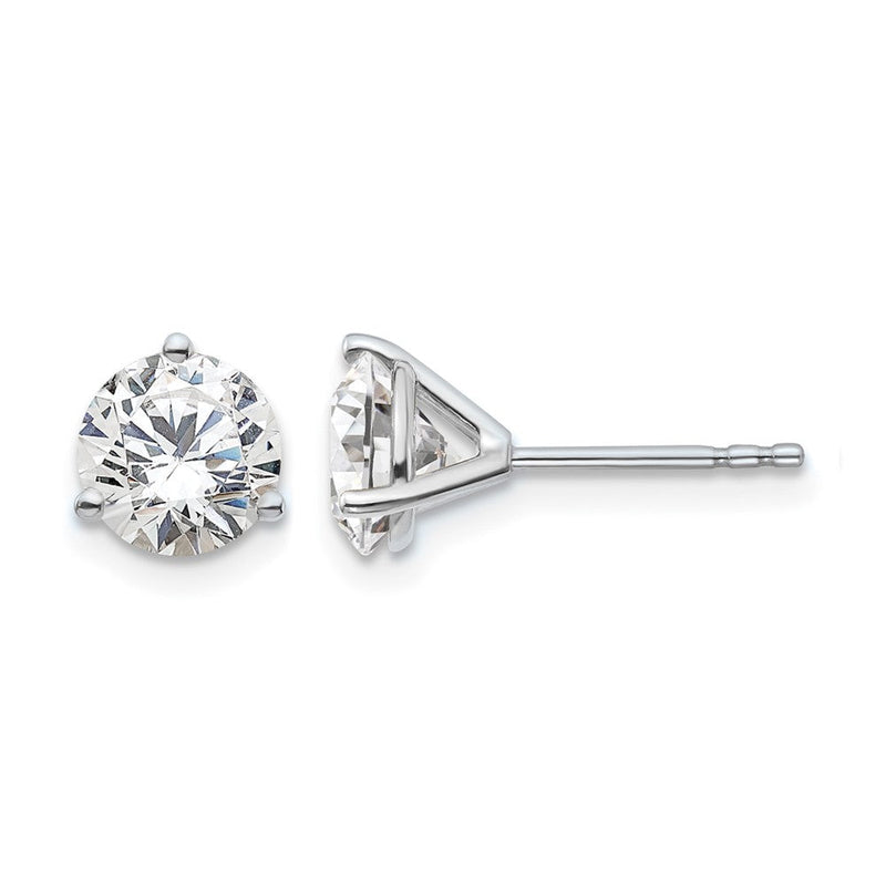 14K Weißgold 1 1/2 ct Im Labor Gezüchtet Diamant Vs+ F+ Rund 3 Krappen Schwer Gewicht. Ohrstecker