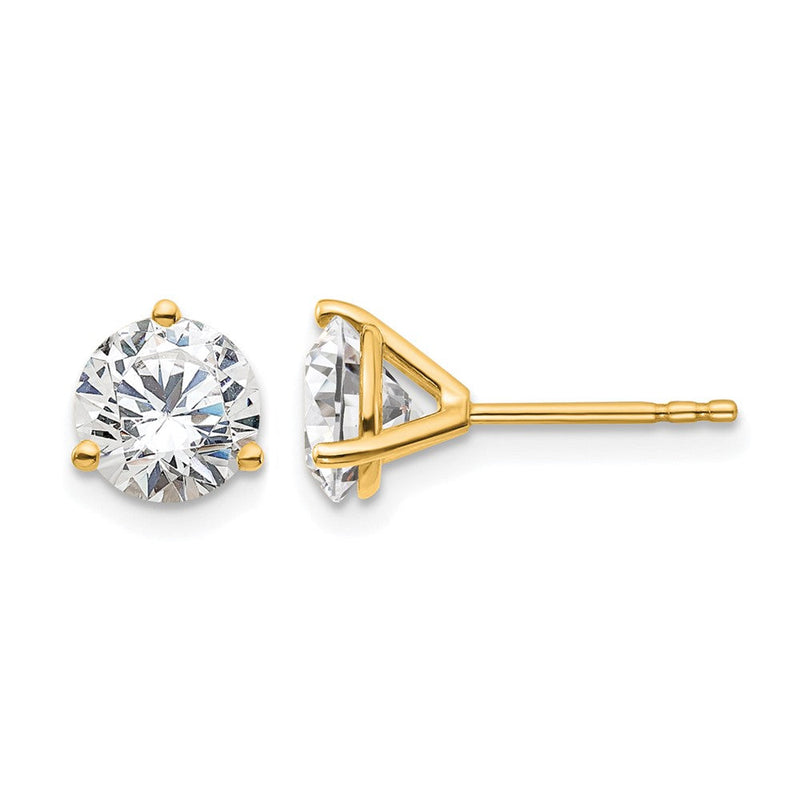 14K Gelbgold 1 1/2 ct Im Labor Gezüchtet Diamant Vs+ F+ Rund 3 Krappen Schwer Gewicht. Ohrstecker
