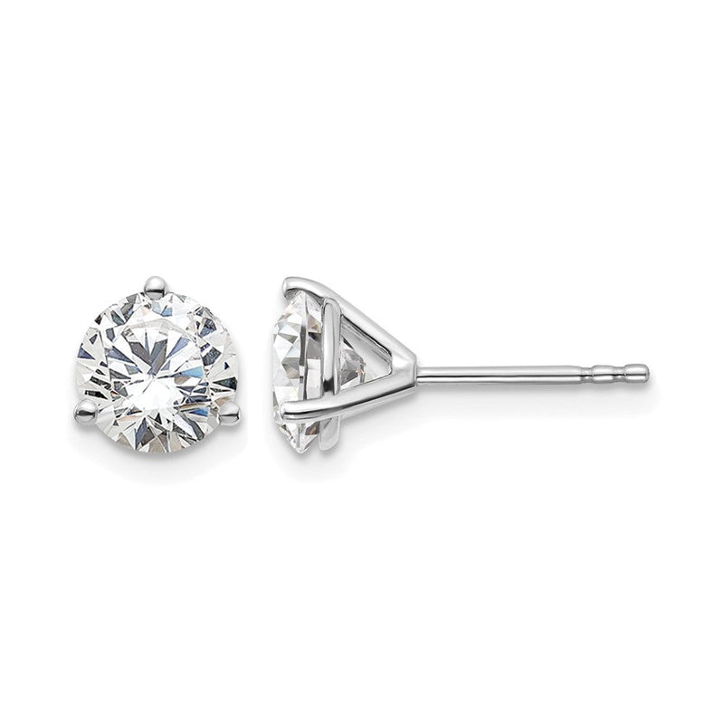 14K Weißgold 2 ct Im Labor Gezüchtet Diamant Vs+ F+ Rund 3 Krappen Schwer Gewicht. Ohrstecker