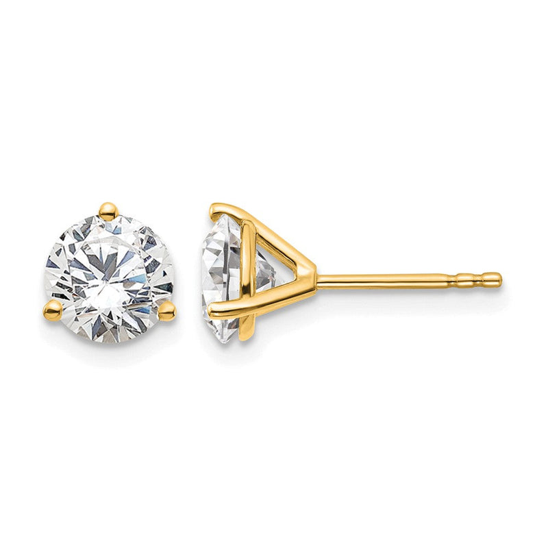 14K Gelbgold 2 ct Im Labor Gezüchtet Diamant Vs+ F+ Rund 3 Krappen Schwer Gewicht. Ohrstecker