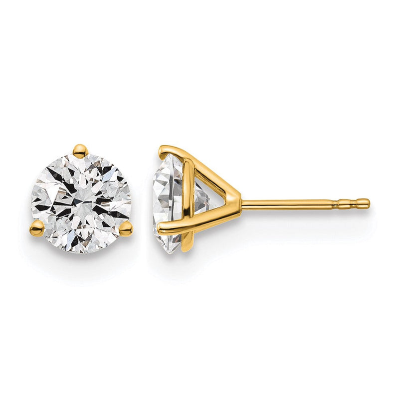 14K Gelbgold 3 ct Im Labor Gezüchtet Diamant Vs+ F+ Rund Krappen Schwer Gewicht. Ohrstecker