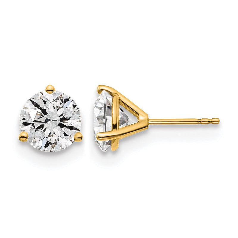 14K Gelbgold 4 ct Im Labor Gezüchtet Diamant Vs+ F+ Rund 3 Krappen Schwer Gewicht. Ohrstecker