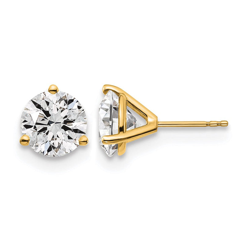 14K Gelbgold 5 ct Im Labor Gezüchtet Diamant Vs+ F+ Rund 3 Krappen Schwer Gewicht. Ohrstecker
