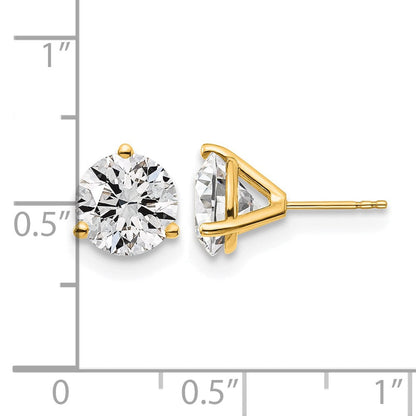 14K Gelbgold 6 ct Im Labor Gezüchtet Diamant Vs+ F+ Rund 3 Krappen Schwer Gewicht. Ohrstecker
