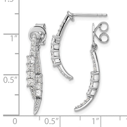 14K Weißgold Ohrhänger mit im Labor gezüchteten Diamanten, VS/SI+ G+, Front/Back-Steckverschluss