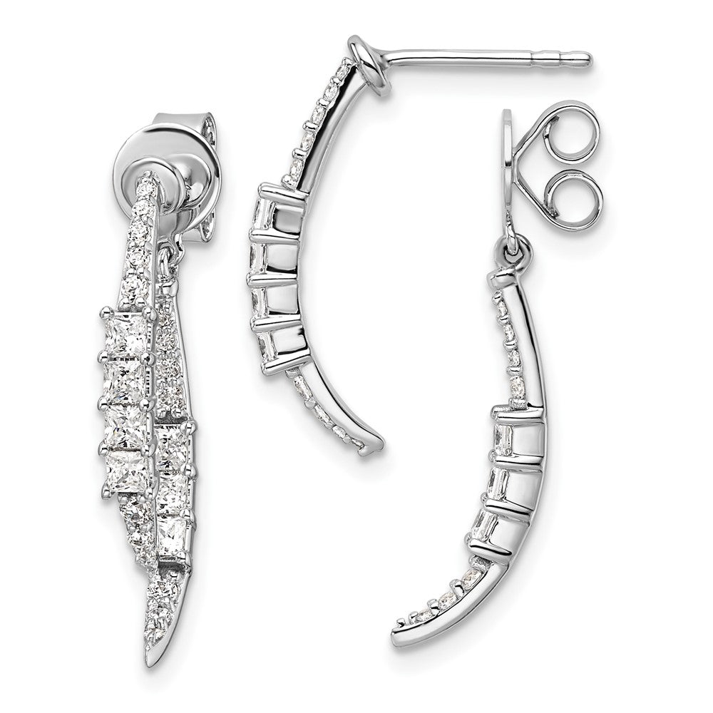 14K Weißgold Ohrhänger mit im Labor gezüchteten Diamanten, VS/SI+ G+, Front/Back-Steckverschluss