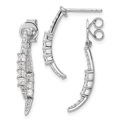 14K Weißgold Ohrhänger mit im Labor gezüchteten Diamanten, VS/SI+ G+, Front/Back-Steckverschluss