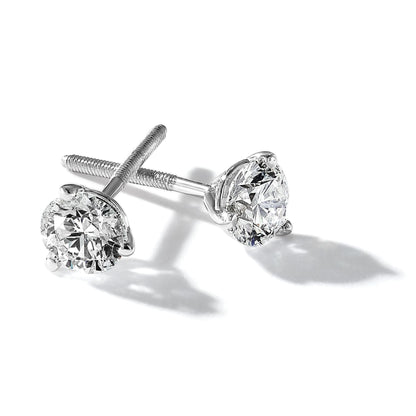 14K Weißgold 1/3 ct Im Labor Gezüchtet Diamant Vs+ F+ Rund 3 Krappen Schwer Gewicht. Schraubverschluss Ohrstecker