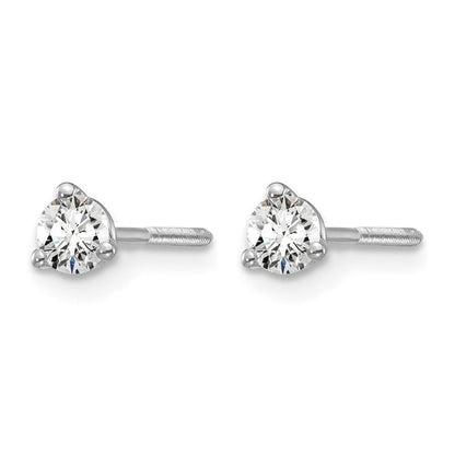 14K Weißgold 1/4 ct Im Labor Gezüchtet Diamant Vs+ F+ Rund 3 Krappen Schwer Gewicht. Schraubverschluss Ohrstecker