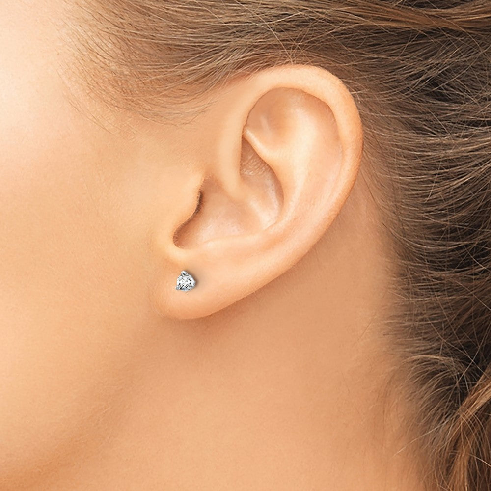 14K Weißgold 1/4 ct Im Labor Gezüchtet Diamant Vs+ F+ Rund 3 Krappen Schwer Gewicht. Schraubverschluss Ohrstecker