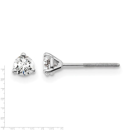 14K Weißgold 1/4 ct Im Labor Gezüchtet Diamant Vs+ F+ Rund 3 Krappen Schwer Gewicht. Schraubverschluss Ohrstecker