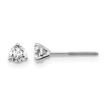14K Weißgold 1/4 ct Im Labor Gezüchtet Diamant Vs+ F+ Rund 3 Krappen Schwer Gewicht. Schraubverschluss Ohrstecker