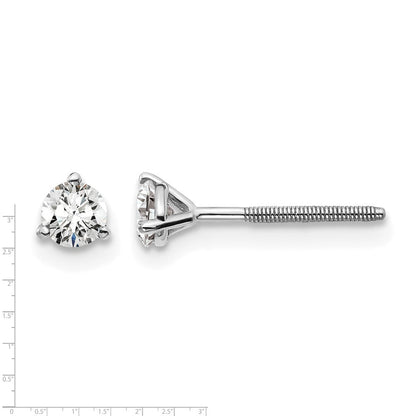 14K Weißgold 1/3 ct Im Labor Gezüchtet Diamant Vs+ F+ Rund 3 Krappen Schwer Gewicht. Schraubverschluss Ohrstecker