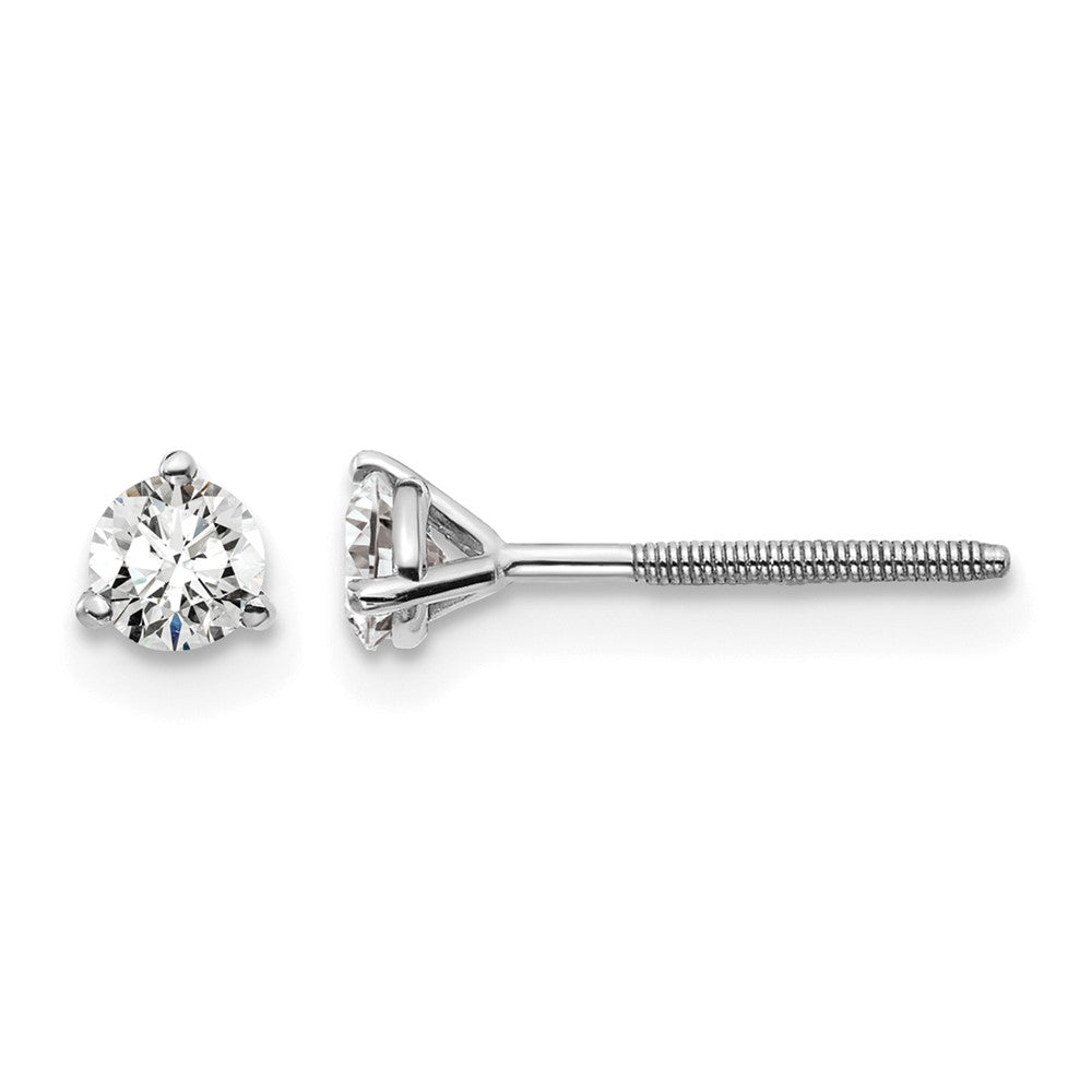 14K Weißgold 1/3 ct Im Labor Gezüchtet Diamant Vs+ F+ Rund 3 Krappen Schwer Gewicht. Schraubverschluss Ohrstecker