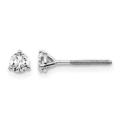 14K Weißgold 1/3 ct Im Labor Gezüchtet Diamant Vs+ F+ Rund 3 Krappen Schwer Gewicht. Schraubverschluss Ohrstecker