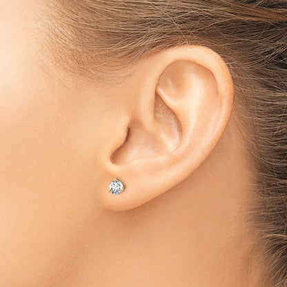 14K Gelbgold 2/3 ct Im Labor Gezüchtet Diamant Vs+ F+ Rund 3 Krappen Schwer Gewicht. Schraubverschluss Ohrstecker