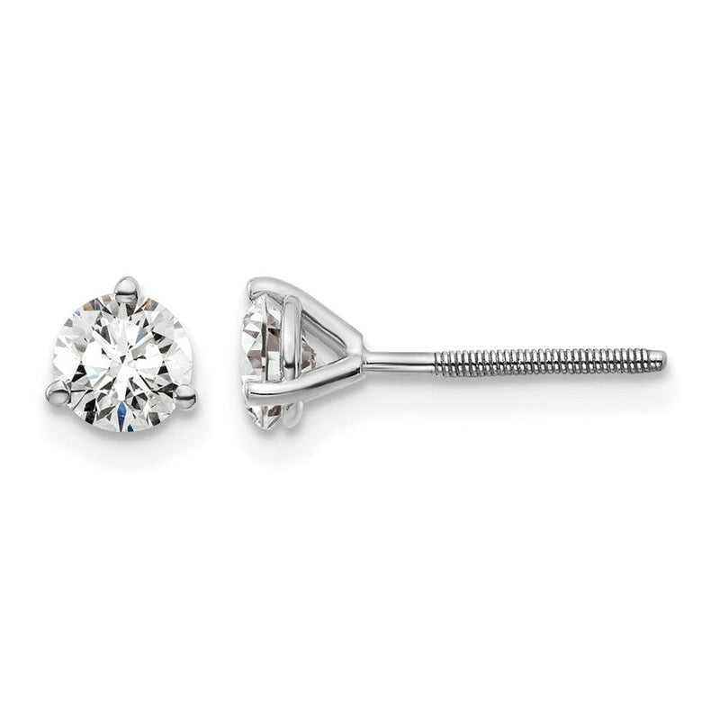 14K Weißgold 2/3 ct Im Labor Gezüchtet Diamant Vs+ F+ Rund 3 Krappen Schwer Gewicht. Schraubverschluss Ohrstecker