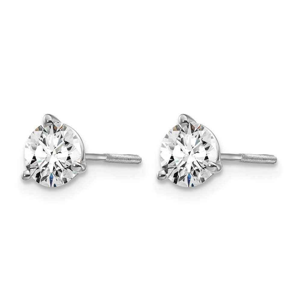 14K Weißgold 1 ct Im Labor Gezüchtet Diamant Vs+ F+ Rund 3 Krappen Schwer Gewicht. Schraubverschluss Ohrstecker
