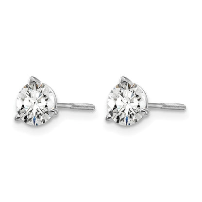 14K Weißgold 1 ct Im Labor Gezüchtet Diamant Vs+ F+ Rund 3 Krappen Schwer Gewicht. Schraubverschluss Ohrstecker