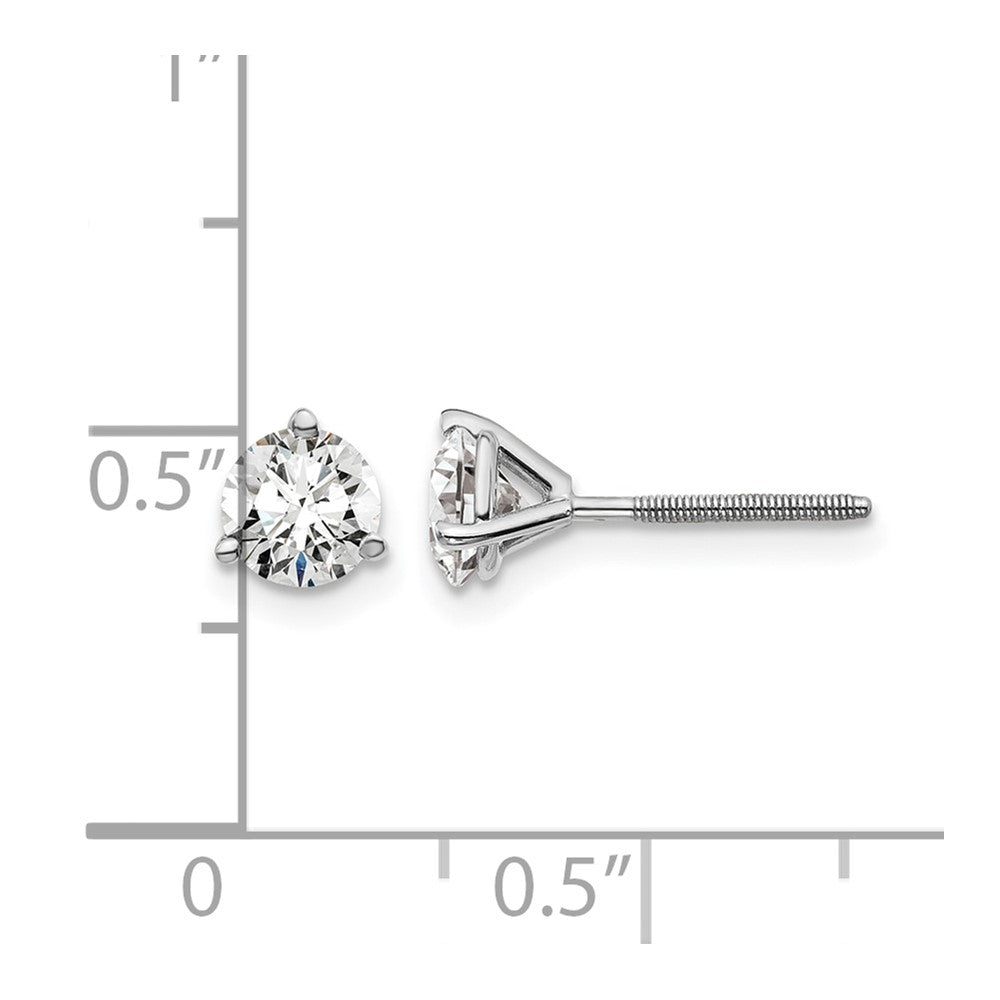 14K Weißgold 1 ct Im Labor Gezüchtet Diamant Vs+ F+ Rund 3 Krappen Schwer Gewicht. Schraubverschluss Ohrstecker