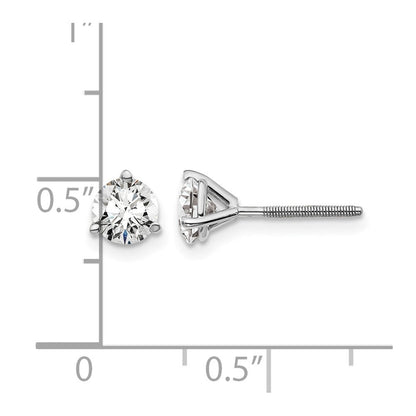 14K Weißgold 1 ct Im Labor Gezüchtet Diamant Vs+ F+ Rund 3 Krappen Schwer Gewicht. Schraubverschluss Ohrstecker