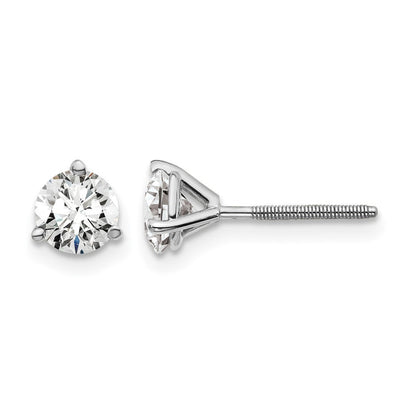 14K Weißgold 1 ct Im Labor Gezüchtet Diamant Vs+ F+ Rund 3 Krappen Schwer Gewicht. Schraubverschluss Ohrstecker