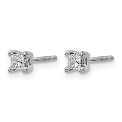 14K Weißgold Ohrstecker mit 0,25 ct. im Labor gezüchteten Diamanten, VS/SI+ G+, Princess-Schliff, 4-Krappen-Fassung, Schwere Ausführung