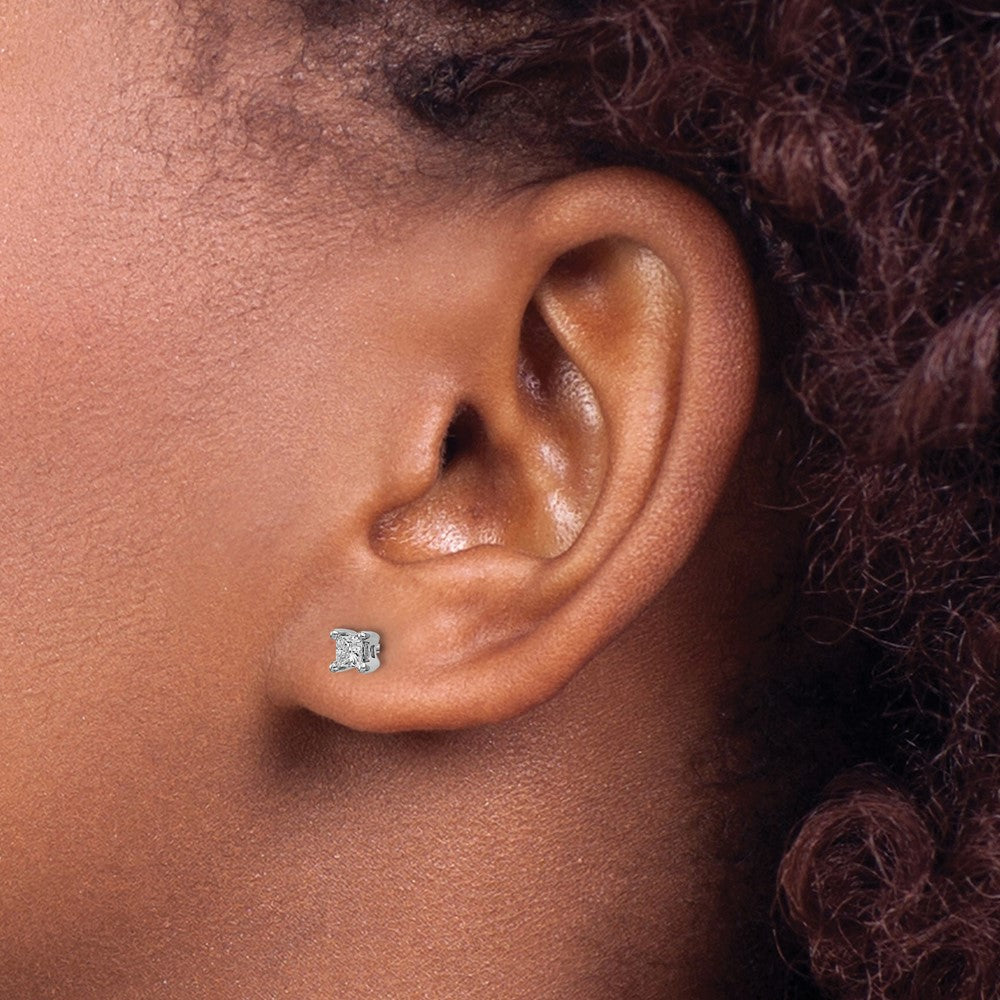 14K Weißgold Ohrstecker mit 0,25 ct. im Labor gezüchteten Diamanten, VS/SI+ G+, Princess-Schliff, 4-Krappen-Fassung, Schwere Ausführung