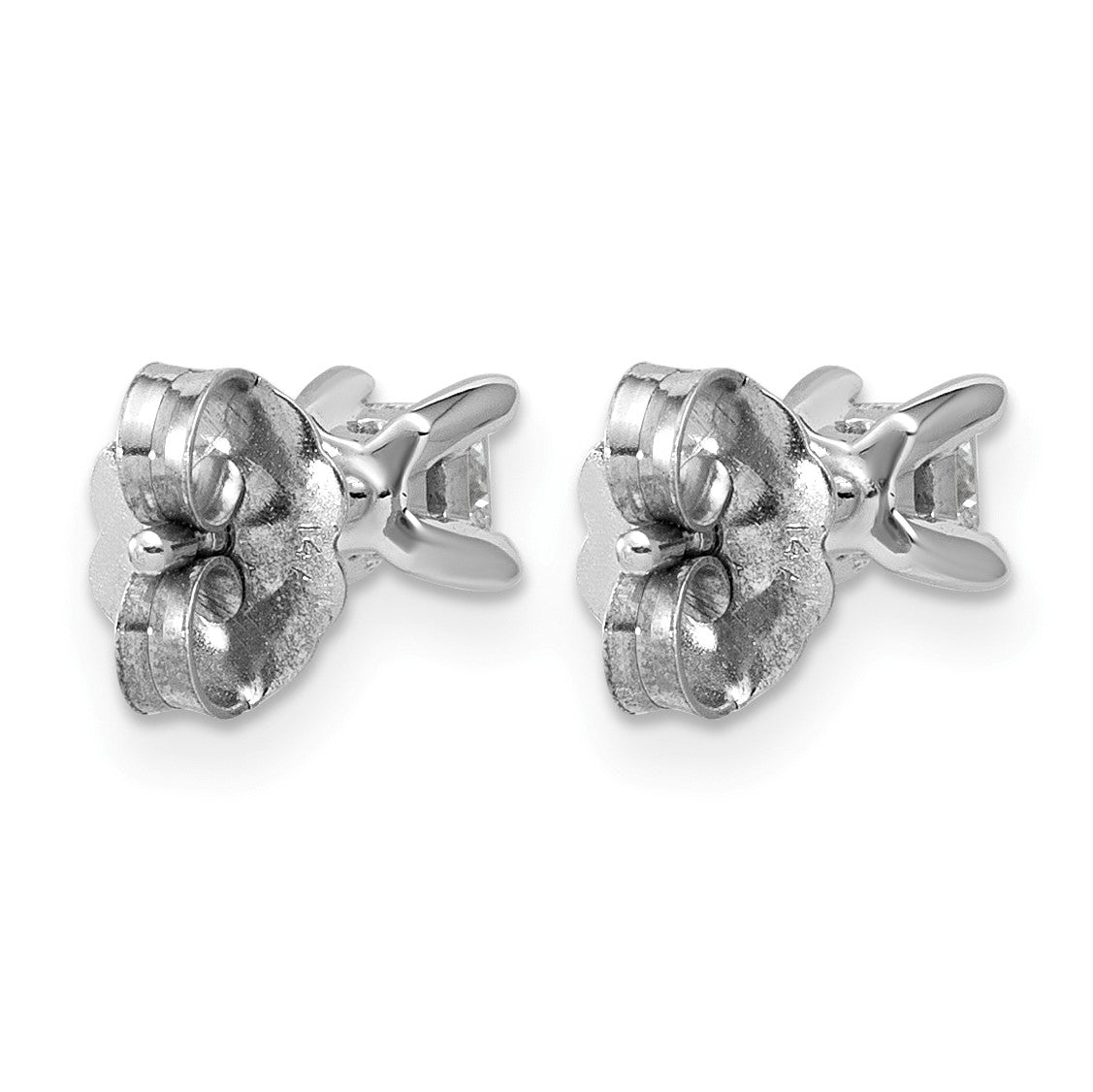 14K Weißgold Ohrstecker mit 0,25 ct. im Labor gezüchteten Diamanten, VS/SI+ G+, Princess-Schliff, 4-Krappen-Fassung, Schwere Ausführung