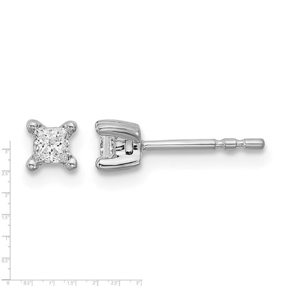 14K Weißgold Ohrstecker mit 0,25 ct. im Labor gezüchteten Diamanten, VS/SI+ G+, Princess-Schliff, 4-Krappen-Fassung, Schwere Ausführung