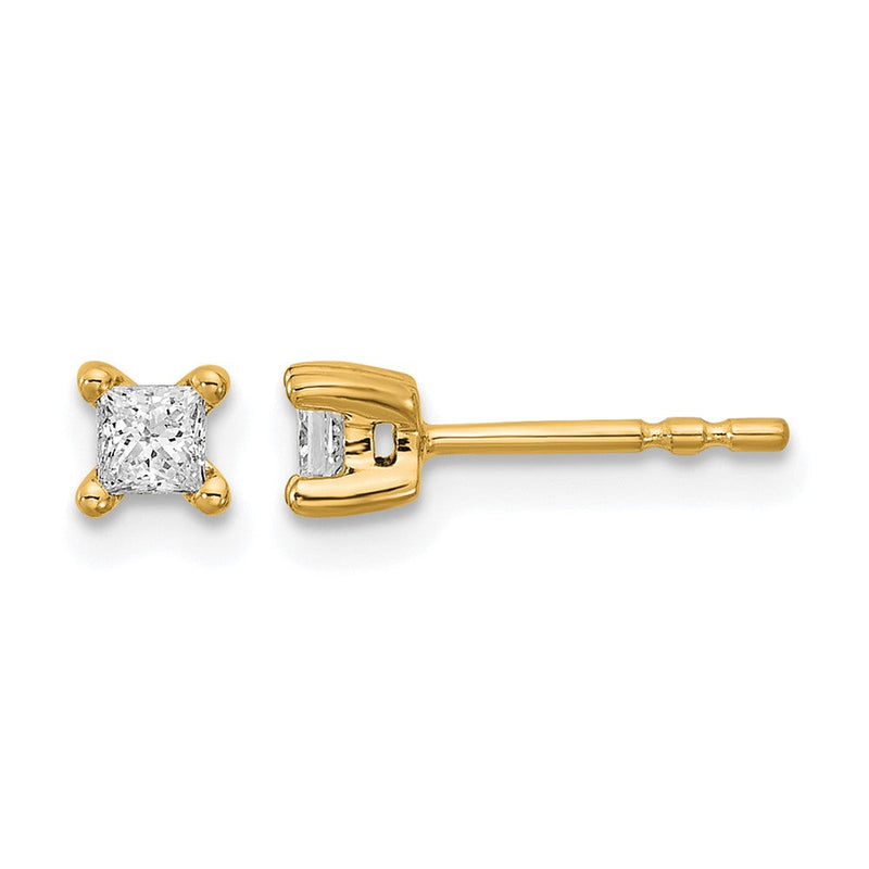 14K Gelbgold 0,25 ct. Labor-Diamant VS/SI+ G+ Princess-Schliff 4-Krappen-Fassung Ohrstecker, hohes Gewicht