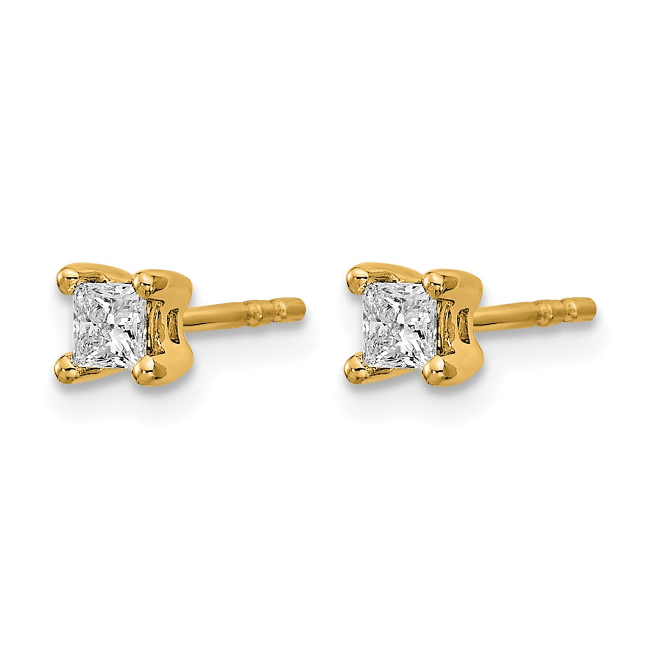 Ohrstecker aus 14K Gelbgold mit 0,33 ct. Labor-gezüchteten Diamanten im Princess-Schliff, VS/SI+ G+, Vier-Krappen-Fassung