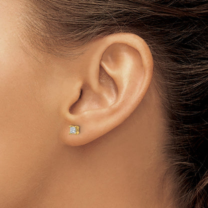 Ohrstecker aus 14K Gelbgold mit 0,33 ct. Labor-gezüchteten Diamanten im Princess-Schliff, VS/SI+ G+, Vier-Krappen-Fassung