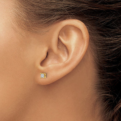 Ohrstecker aus 14K Gelbgold mit 0,33 ct. Labor-gezüchteten Diamanten im Princess-Schliff, VS/SI+ G+, Vier-Krappen-Fassung