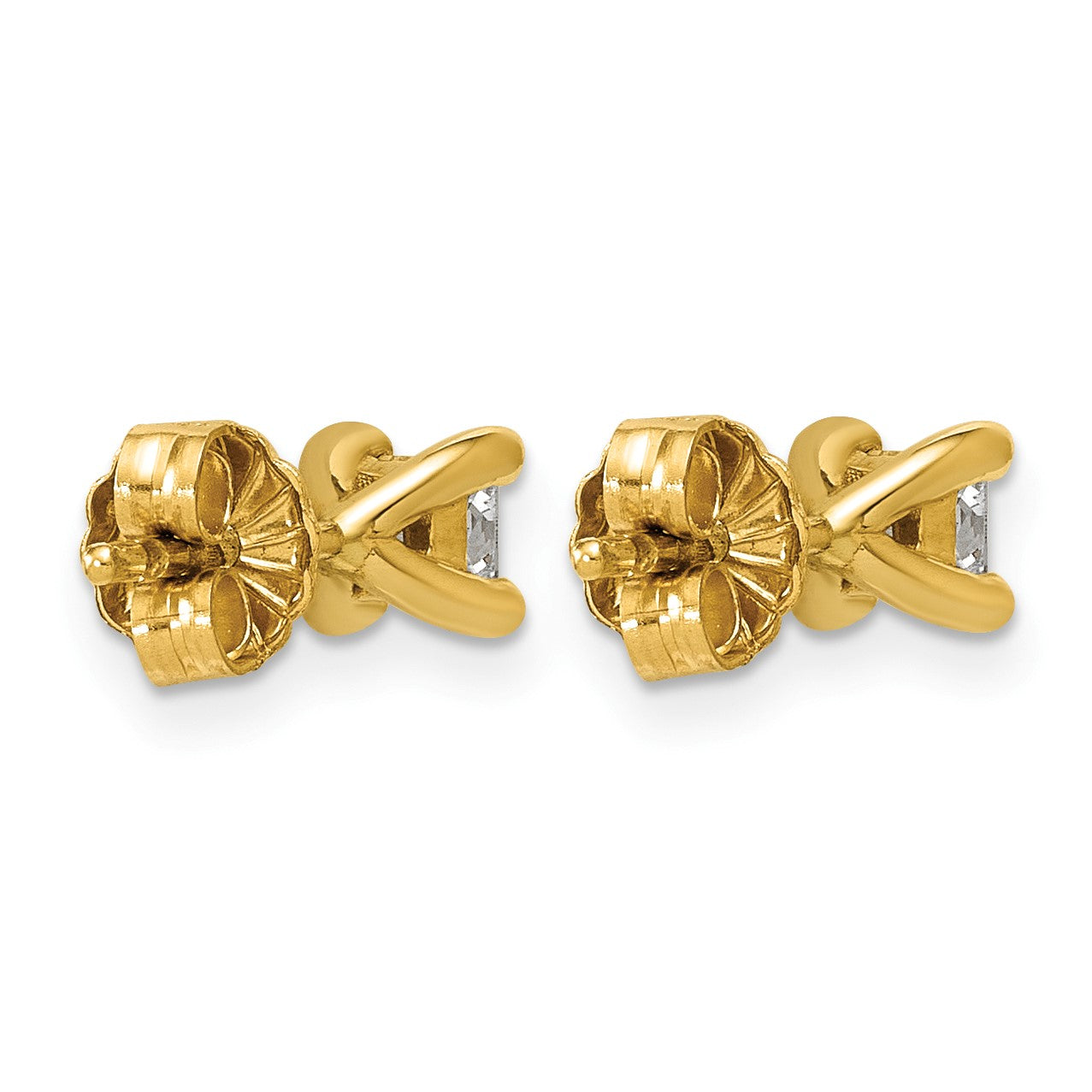 Ohrstecker aus 14K Gelbgold mit 0,33 ct. Labor-gezüchteten Diamanten im Princess-Schliff, VS/SI+ G+, Vier-Krappen-Fassung