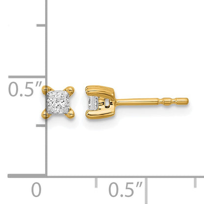 Ohrstecker aus 14K Gelbgold mit 0,33 ct. Labor-gezüchteten Diamanten im Princess-Schliff, VS/SI+ G+, Vier-Krappen-Fassung