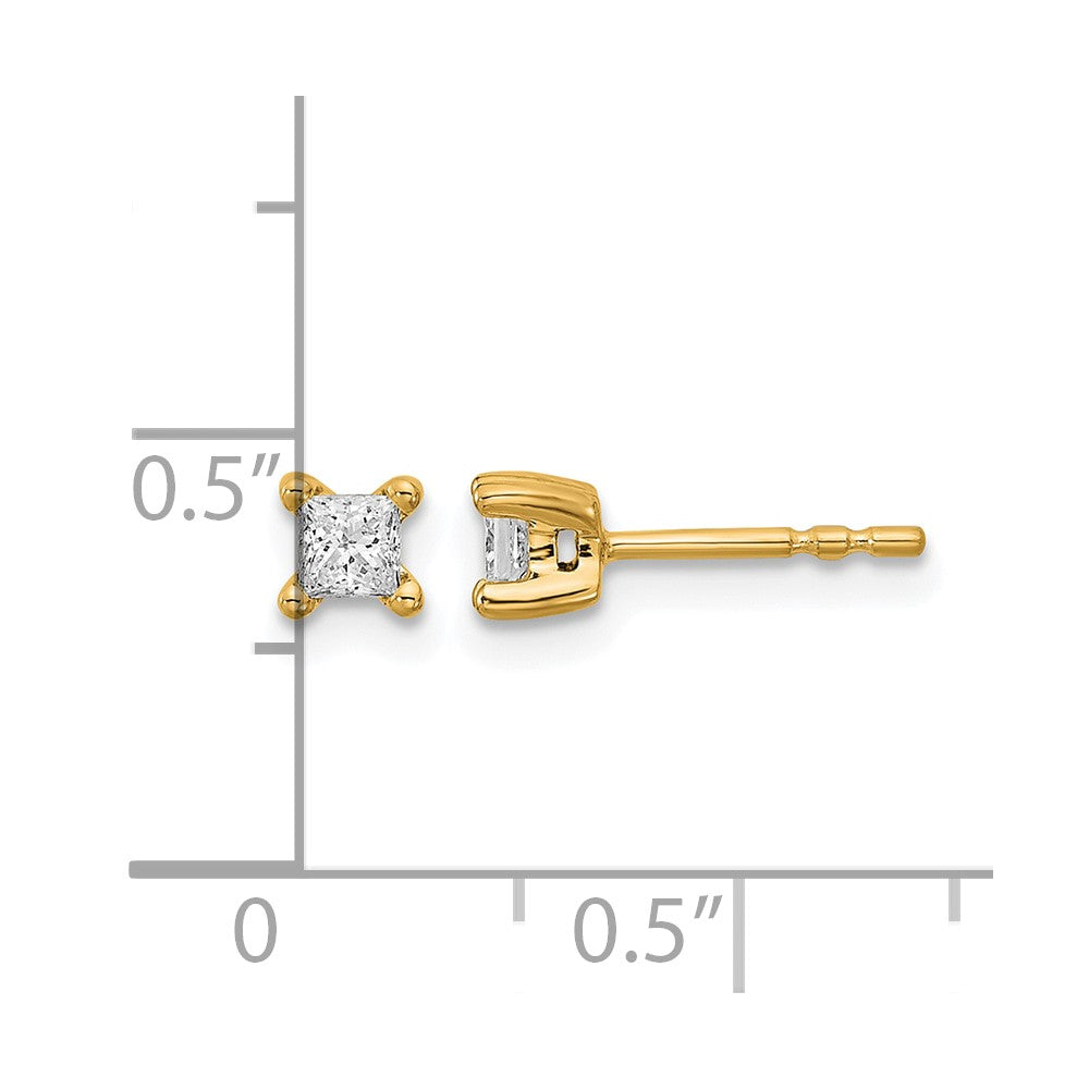 Ohrstecker aus 14K Gelbgold mit 0,33 ct. Labor-gezüchteten Diamanten im Princess-Schliff, VS/SI+ G+, Vier-Krappen-Fassung