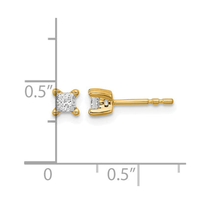 Ohrstecker aus 14K Gelbgold mit 0,33 ct. Labor-gezüchteten Diamanten im Princess-Schliff, VS/SI+ G+, Vier-Krappen-Fassung