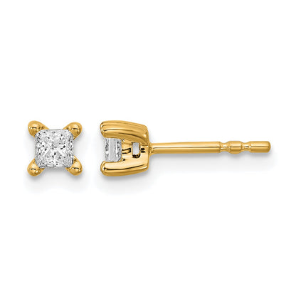 Ohrstecker aus 14K Gelbgold mit 0,33 ct. Labor-gezüchteten Diamanten im Princess-Schliff, VS/SI+ G+, Vier-Krappen-Fassung