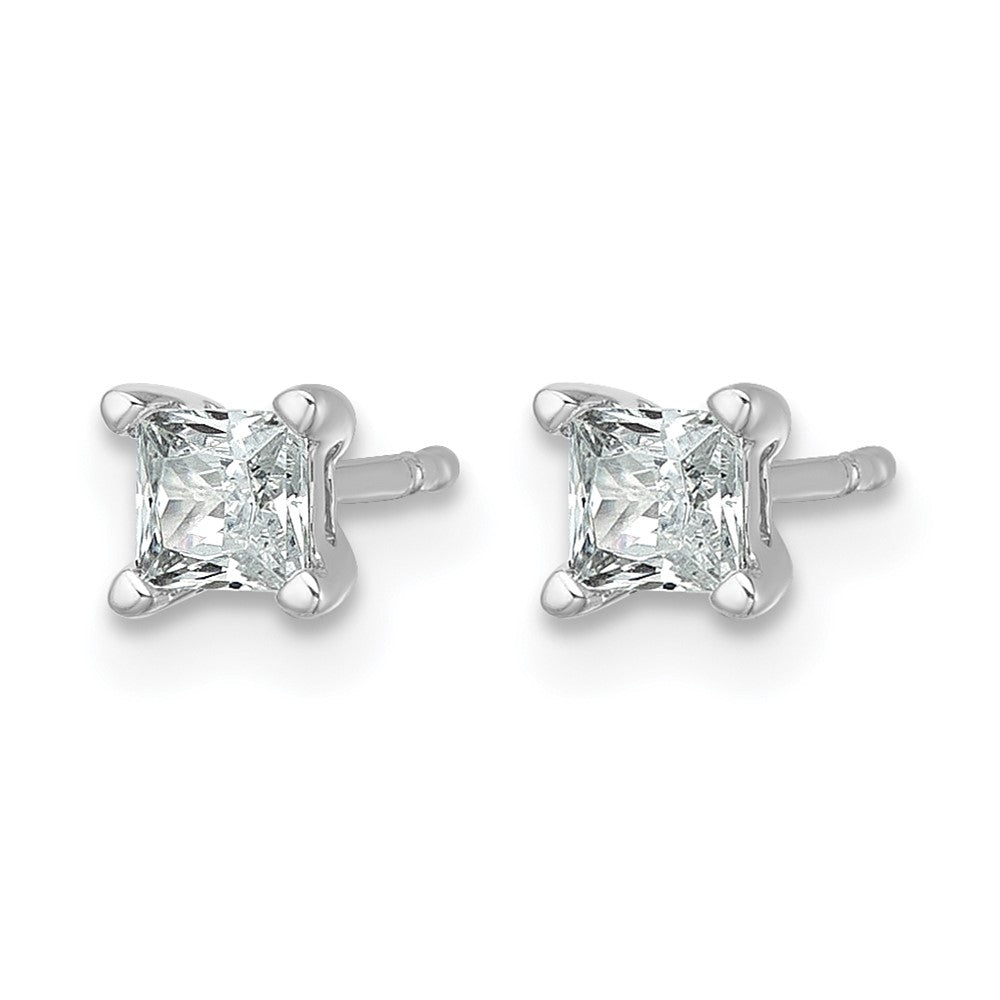14K Weißgold Ohrstecker mit 0,5 ct. zertifizierten, im Labor gezüchteten Diamanten, VS/SI+ G+, Prinzess-Schliff, 4-Krappenfassung, Schwergewicht