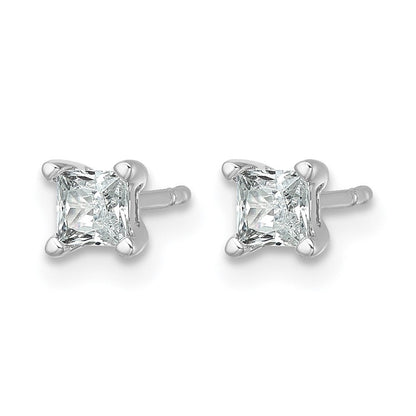 14K Weißgold Ohrstecker mit 0,5 ct. laborgezüchteten Diamanten, VS/SI+ G+, Prinzess-Schliff, 4-Krappenfassung, hohes Gewicht