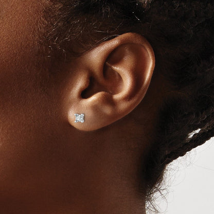 14K Weißgold Ohrstecker mit 0,5 ct. laborgezüchteten Diamanten, VS/SI+ G+, Prinzess-Schliff, 4-Krappenfassung, hohes Gewicht