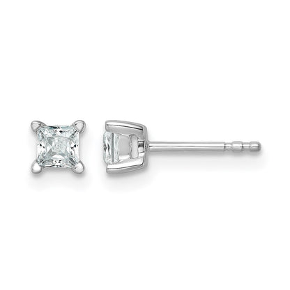 14K Weißgold Ohrstecker mit 0,5 ct. laborgezüchteten Diamanten, VS/SI+ G+, Prinzess-Schliff, 4-Krappenfassung, hohes Gewicht