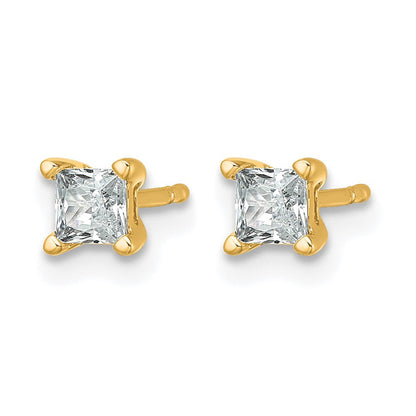 14K Gelbgold Ohrstecker mit 0,5 ct. zertifizierten, im Labor gezüchteten Diamanten, VS/SI+ G+, Princess-Schliff, 4-Krappen-Fassung, hohes Gewicht