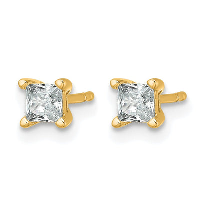 14K Gelbgold Ohrstecker mit 0,5 ct. Labor gezüchtetem Diamanten im Prinzessschliff, VS/SI+ G+, Vierzackenfassung
