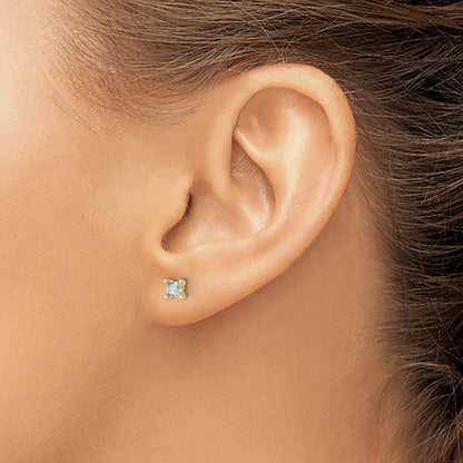 14K Gelbgold Ohrstecker mit 0,5 ct. Labor gezüchtetem Diamanten im Prinzessschliff, VS/SI+ G+, Vierzackenfassung