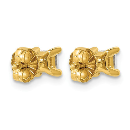 14K Gelbgold Ohrstecker mit 0,5 ct. zertifizierten, im Labor gezüchteten Diamanten, VS/SI+ G+, Princess-Schliff, 4-Krappen-Fassung, hohes Gewicht