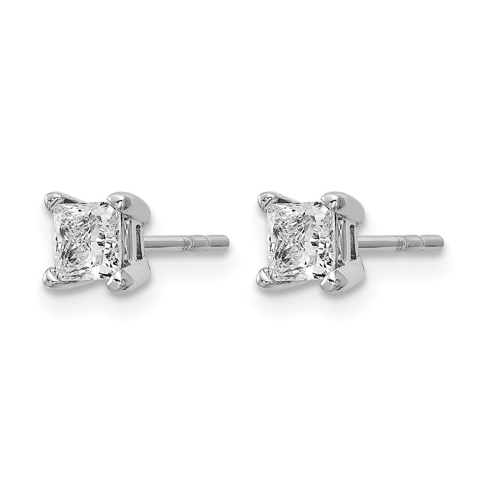 14K Weißgold 0,67 ct. Zertifizierte Labor-Diamant-Ohrstecker VS/SI+ G+ im Princess-Schliff, 4-Krappen-Fassung, hohes Gewicht
